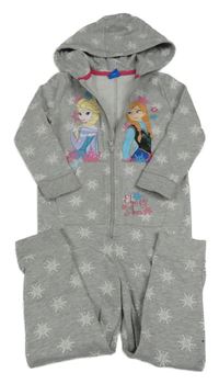 Šedá vzorovaná tepláková kombinéza s Frozen a kapucí Disney