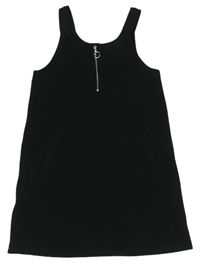 Černé žebrované šaty se zipem Primark