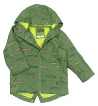 Khaki šusťáková jarní bunda s krokodýly a kapucí Mothercare