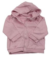 Růžová propínací mikina s volánky a kapucí M&S
