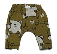 Khaki-šedé tepláky s medvídky Benetton