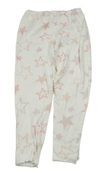 Bílo-růžové pyžamové kalhoty hvězdami 