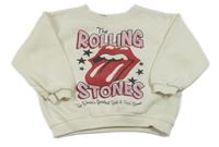 Smetanová mikina s potiskem a nápisy - The Rolling stones Zara