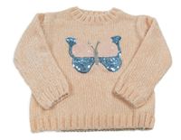 Růžový žinylkový svetr s motýlkem Kiki&Koko