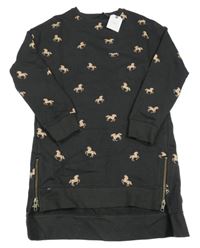 Nové - Antracitová šatová mikina s jednorožci Next