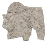 2set - Světlerůžová plyšová propínací mikina s Bambim a kapucí + tepláky Primark