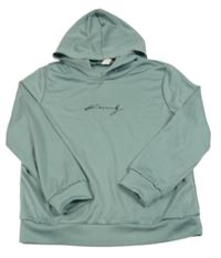 Zelená mikina s nápisem a kapucí Shein