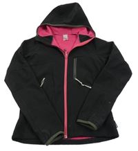 Černo-růžová softshellová funkční bunda s kapucí Decathlon