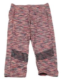 Neonově růžovo-šedo-bílé melírované sportovní crop legíny Yigga