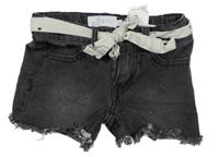 Šedé riflové kraťasy s páskem 