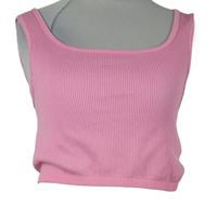 Dámský růžový žebrovaný elastický crop top Primark 