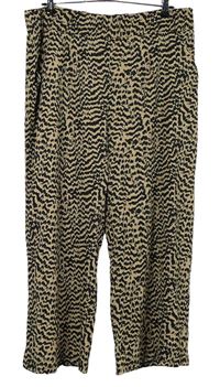 Dámské černo-béžové vzorované culottes kalhoty Papaya 
