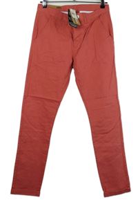 Nové - Pánské červené plátěné chino kalhoty Primark vel. 30/32