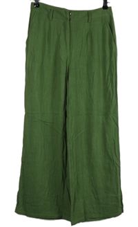 Dámské khaki lněné culottes kalhoty Primark 