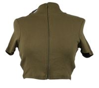 Nové - Dámské hnědé žebrované crop propínací tričko Topshop 