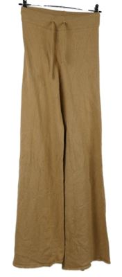 Dámské béžové pletené zvonové kalhoty Studio