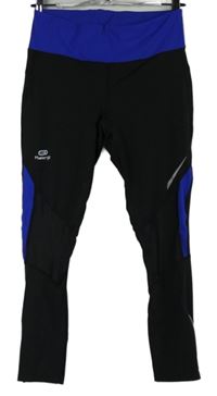 Dámské černo-safírové sportovní funkční legíny Kalenji 