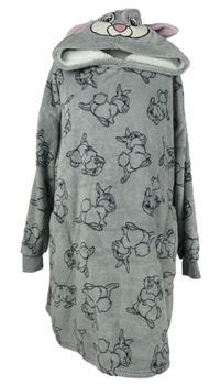 Dámská šedá plyšová oversized domácí mikina s kapucí - kráíček Disney 