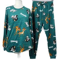 Dámské tmavozelené plyšové pyžamo s Bambim a kamarády Disney 