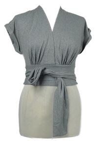 Dámská šedá třpytivá žebrovaná crop halenka s mašlí Zara 