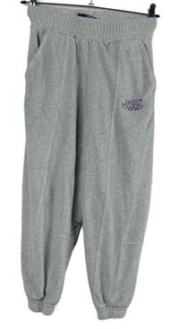 Dámské šedé sametové cuff tepláky Bershka 