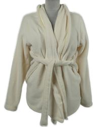 Dámský smetanový plyšový krátký župan s páskem M&S