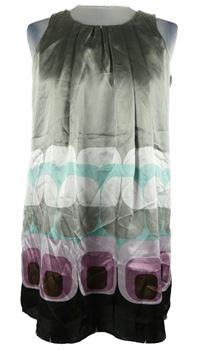 Dámská šedo-světlemodro-fialová vzorovaná saténová tunika Manguun 