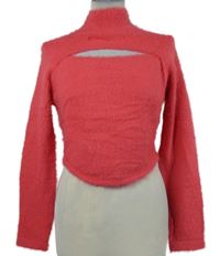 Dámský tmavorůžový chlupatý crop svetr s průstřihem a stojáčkem Shein 