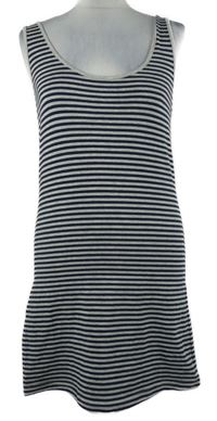 Dámské tmavomodro-šedé pruhované bavlněné šaty Papaya 