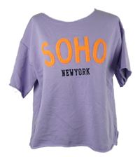 Dámské fialové teplákové tričko s nápisem Made in Italy 