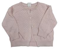 Světlerůžový propínací svetr H&M