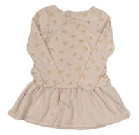 Světlerůžové teplákovo/bavlněné šaty s motýlky H&M