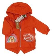 Nové- Červená šusťáková jarní bunda s obrázky a kapucí Next