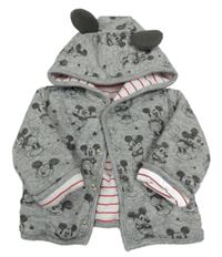 Šedá zateplená propínací mikina s Mickey Mousem a kapucí Disney