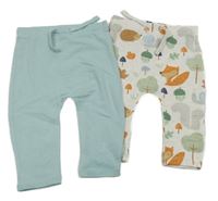 2x lehké tepláky světlemodré+ bílé s obrázky Matalan