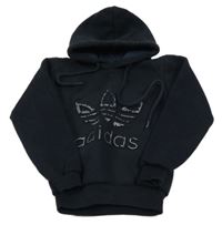 Tmavomodrá mikina s logem Adidas a kapucí 