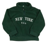 Tmavozelená fleecová mikina s nápisem Shein