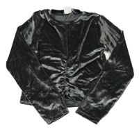 Tmavošedé sametové crop triko Zara