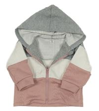 Šedo-bílo-růžová propínací mikina s kapucí Shein