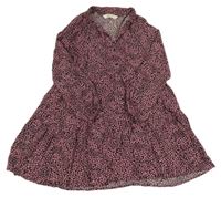Černo-růžové květinové šaty H&M