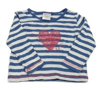 Modro-bílé pruhované triko se srdíčkem Pocopiano