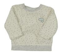 Bílá puntíkatá fleecová mikina s nášivkou Ergee