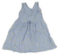 Modro-bílé pruhované plátěné šaty s citrony H&M