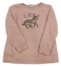 Světlerůžová mikina se srdíčky a koníkem Topolino