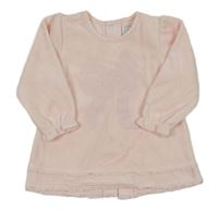 Růžové sametové šaty s mašlí