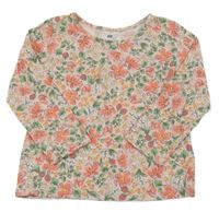 Růžové triko s květinami H&M