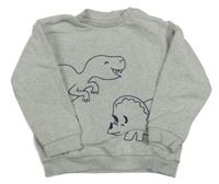 Světlešedá melírovaná mikina s dinosaury M&S