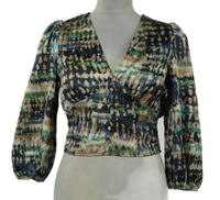 Dámská barevná vzorovaná crop saténová halenka Vero Moda