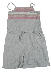 Šedý bavlněný letní overal se žabičkováním Nutmeg 