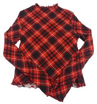 Červeno-černo-bílé kárované crop triko H&M